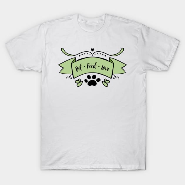 Hand Drawn Illustrations Dog Mom Pet Feed Love Cat Mom Gift T-Shirt by DANPUBLIC